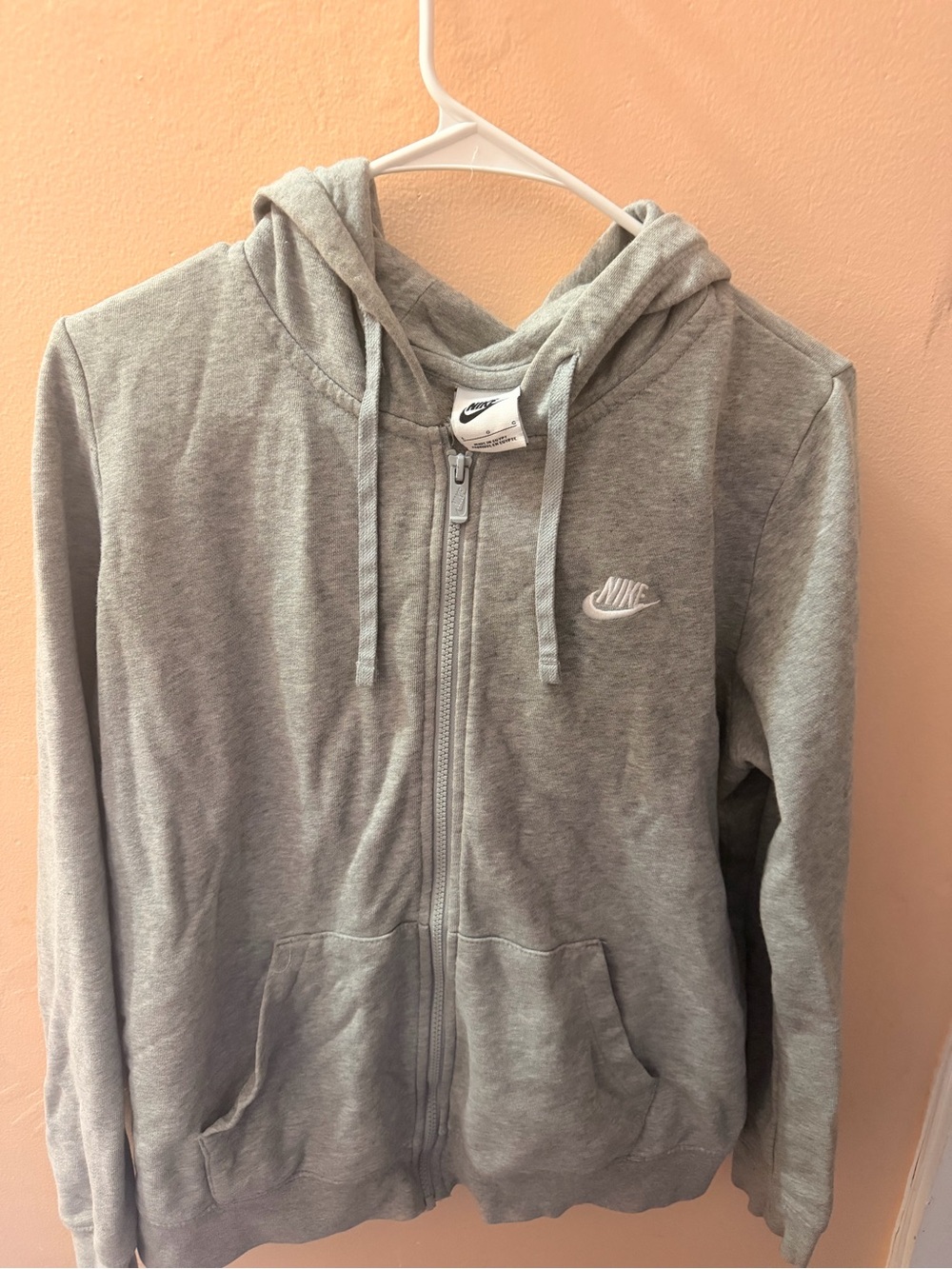 Nike Light Gray Full-Zip Hoodie with Hood